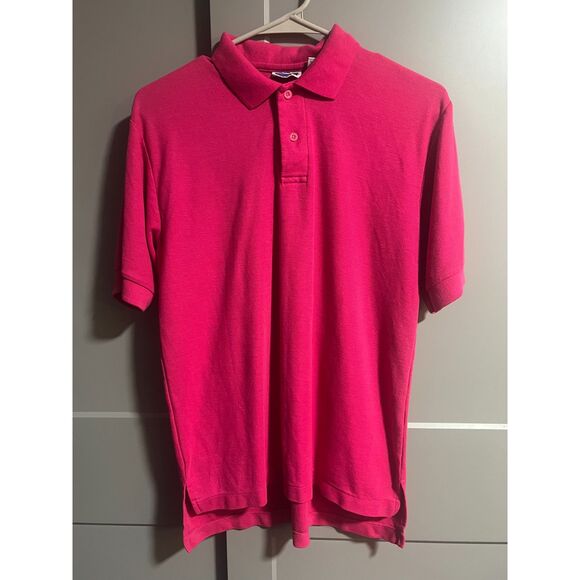 VTG Levi's Men Polo T-Shirt Short Sleeve Embroider Single Stitch Pink Medium - Picture 1 of 6